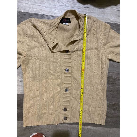 Mina Molinari Italy Wool Cashmere Beige Tan Knit Cardigan Size Large, MSRP $250+ - Picture 10 of 11